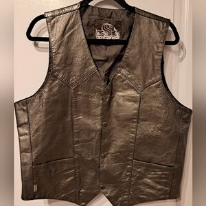 Leather King Black Leather vest size 44 biker